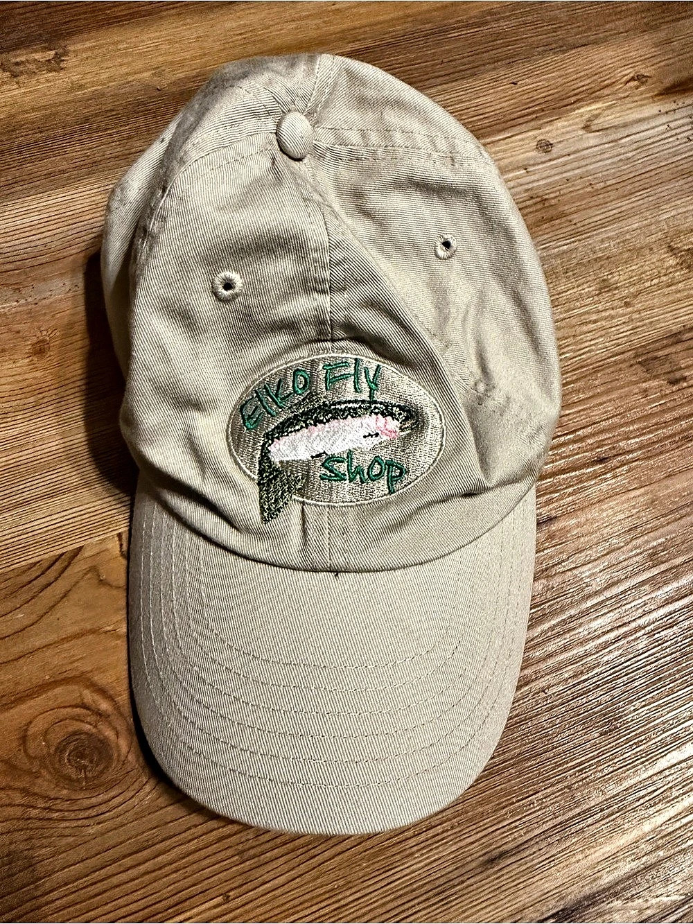 Simms Cotton Twill Fishing Cap Embroidered Logo Beige Hat
